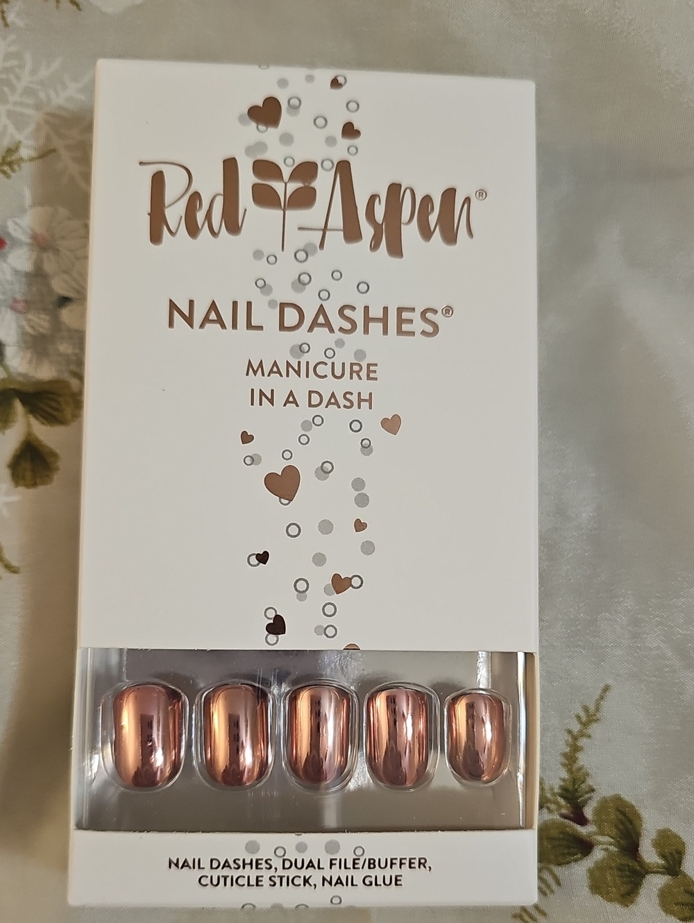 Red Aspen Rose Gold/ Pink Chrome Nail Dashes – Manicure in a Dash